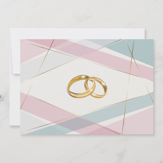 Moderne geometrische Streifen Aquamarine Rose Einladung (Rückseite)