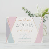 Moderne geometrische Streifen Aquamarine Rose Save The Date (Stehend Vorderseite)