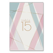 Moderne geometrische Streifen Aquamarine Rose Tischnummer (Rückseite)