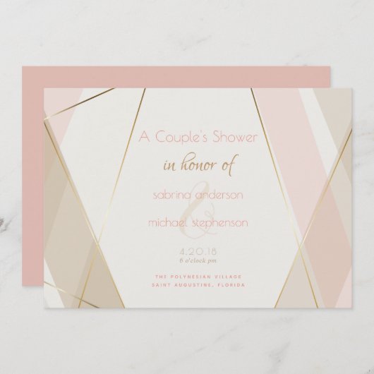 Moderne geometrische Streifen mit rotem Sand Einladung (Vorne/Hinten)