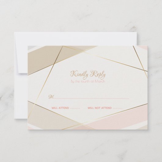 Moderne geometrische Streifen mit rotem Sand RSVP Karte (Vorderseite)