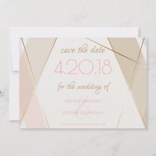 Moderne geometrische Streifen mit rotem Sand Save The Date
