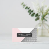 Moderne geometrische Streifen Muster rosa Farbe Bl Visitenkarte (Stehend Vorderseite)