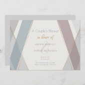 Moderne geometrische Streifen Taupe Slate Einladung (Vorne/Hinten)