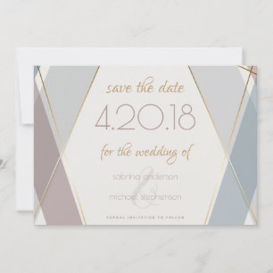 Moderne geometrische Streifen Taupe Slate Save The Date