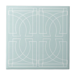 Moderne geometrische Struktur Staubblau Fliese