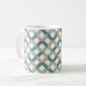 Moderne geometrische Tasse - Aquamarin und koralle (Vorderseite Links)