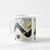 Moderne geometrische Tasse | Stilvolle Black & Gol (Vorderseite Links)