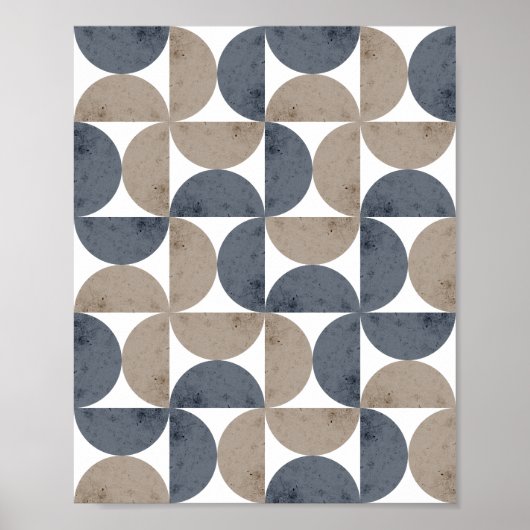 Moderne geometrische texturierte Halbmond-Mitte de Poster (Vorne)