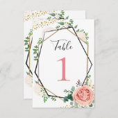 Moderne geometrische Tischnummern in Gold Pink (Vorne/Hinten)