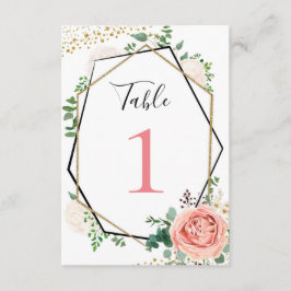 Moderne geometrische Tischnummern in Gold Pink
