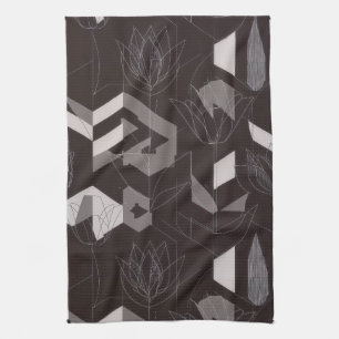 Moderne geometrische Tulpen-Linienkunst (2) Geschirrtuch