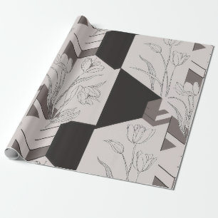 Moderne geometrische Tulpen-Linienkunst Geschenkpapier