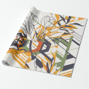 Moderne geometrische Tulpen-Linienkunst-Muster (2) Geschenkpapier