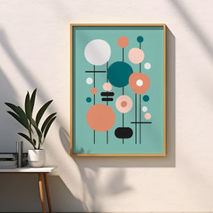 Moderne Geometrische Türkis Lachsfarbene Abstrakte Poster