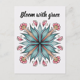 Moderne geometrische Typografie der Blumen - Blau  Postkarte
