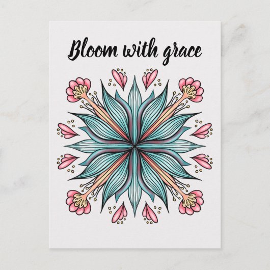 Moderne geometrische Typografie der Blumen - Blau  Postkarte (Vorderseite)