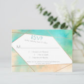 Moderne geometrische UAWG für Aquamarine und pfirs RSVP Karte (Stehend Vorderseite)