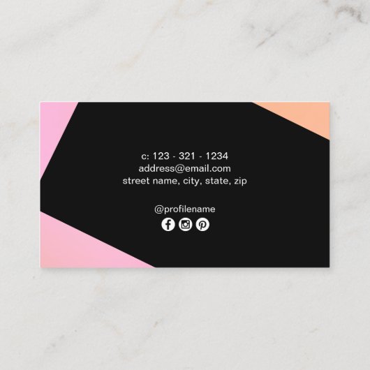 Moderne geometrische Visitenkarte für Nagelkünstle (Rückseite)