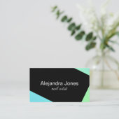 Moderne geometrische Visitenkarte für Nagelkünstle (Stehend Vorderseite)