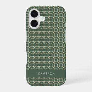 Moderne geometrische Waldgrün-Personalisierung iPhone 16 Hülle