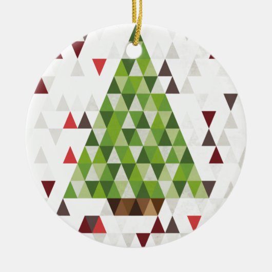 Moderne geometrische Weihnachtsbaum-Kunst Keramikornament (Vorne)
