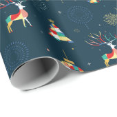Moderne geometrische Weihnachtsbaum-Rentier Geschenkpapier (Rolleneckpunkt)