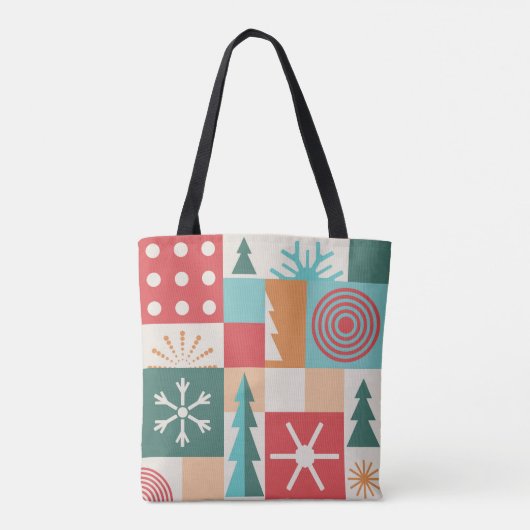 Moderne geometrische Weihnachtsfeiertage Tasche (Rückseite)