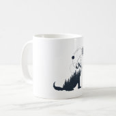 Moderne geometrische Wolf-Doppelexposition Kaffeetasse (Vorderseite Links)