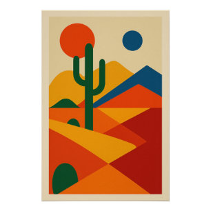 Moderne geometrische Wüstenlandschaft Poster