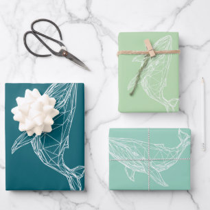 Moderne geometrisches Wal-Wrap-Papier Geschenkpapier Set