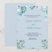 Moderne, gepflegte Grünanlage Gerahmt Blue Wedding Einladung (Vorne/Hinten)