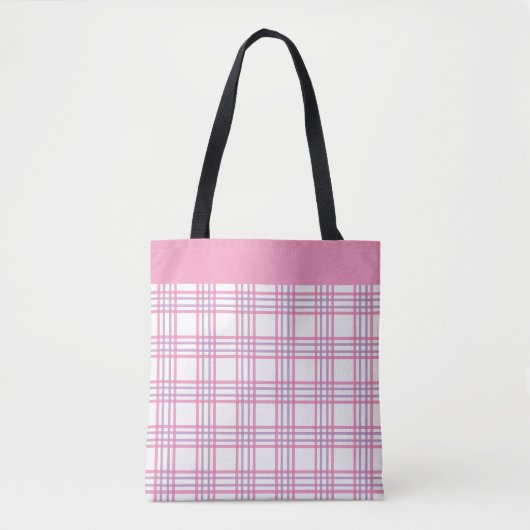 Moderne, gepflegte Karo-Rosa-Lila-Muster Tasche (Vorderseite)