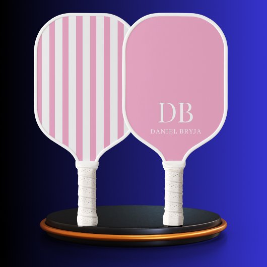 Moderne, gepflegte, pastellrosa monogrammierte pickleball schläger