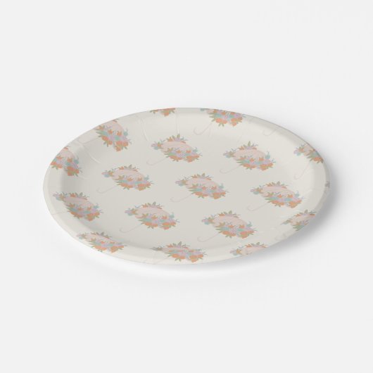 Moderne, gepolsterte Blütendusche Pappteller (Schrägansicht)