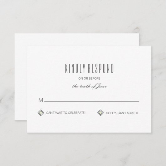 Moderne, gepolsterte Muster-Antwortkarte RSVP Karte (Vorne/Hinten)