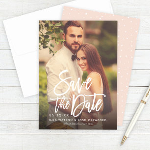 Moderne, gepolsterte Schrift Hochzeitsschrift Foto Save The Date