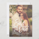 Moderne, gepolsterte Schrift Hochzeitsschrift Foto Save The Date (Vorderseite)