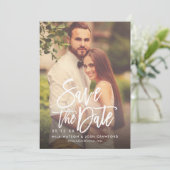 Moderne, gepolsterte Schrift Hochzeitsschrift Foto Save The Date (Stehend Vorderseite)