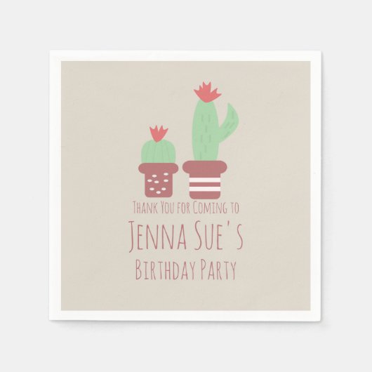 Moderne gepottete Pflanze Geburtstagsparty Serviette (Vorderseite)