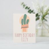 Moderne gepottete Pflanze Rainbow Birthday Postkarte (Stehend Vorderseite)