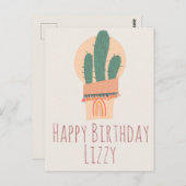 Moderne gepottete Pflanze Rainbow Birthday Postkarte (Vorne/Hinten)