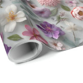 Moderne gepresste 3D-Wildblume Rosa und Lila Geschenkpapier (Rolleneckpunkt)