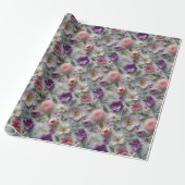 Moderne gepresste 3D-Wildblume Rosa und Lila Geschenkpapier (Ungerollt)