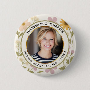 Moderne gepresste Blumen Erinnerungsfoto Button