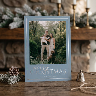 Moderne gerahmte Frohe Weihnachten Foto Collage Bl Folien Feiertagskarte