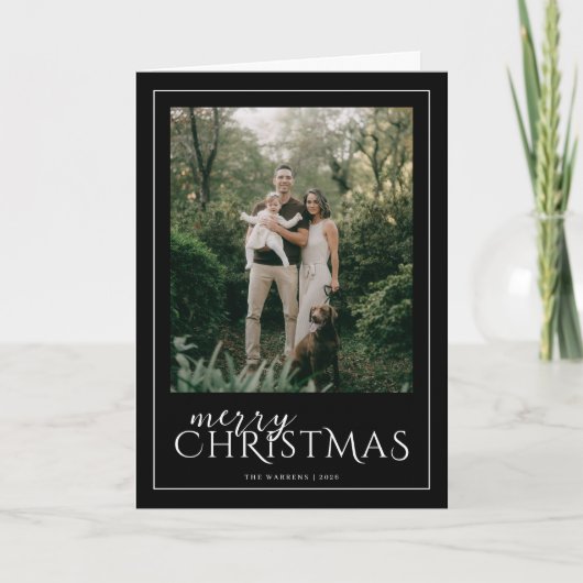 Moderne gerahmte Frohe Weihnachten Foto Schwarz (Vorderseite)