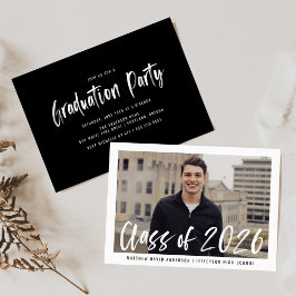 Moderne Gerahmte Graduation Party für Pinselskript Einladung