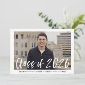 Moderne Gerahmte Graduation Party für Pinselskript Einladung (Stehend Vorderseite)