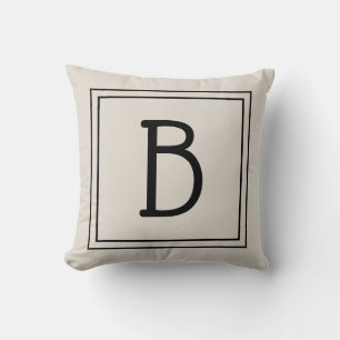 Moderne gerahmte Monogramm-Leuchte Tan & Schwarze Kissen